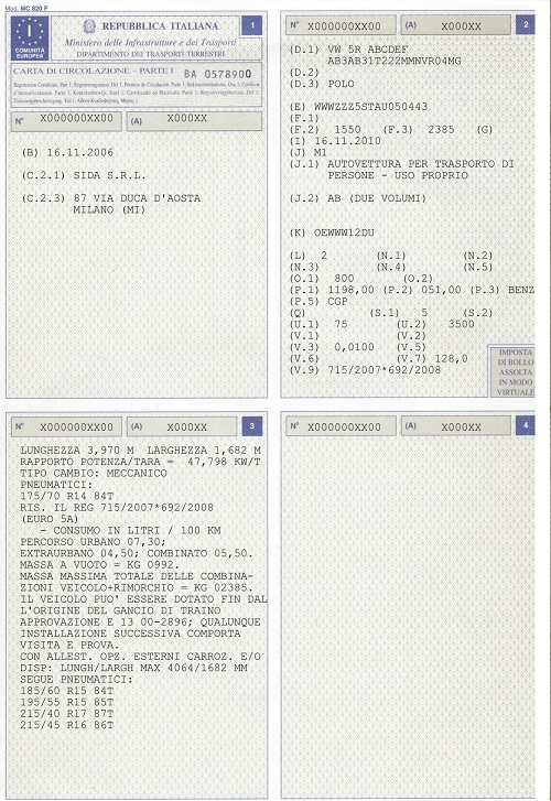 Pratiche auto, Passaggio di proprietà, Carta di circolazione