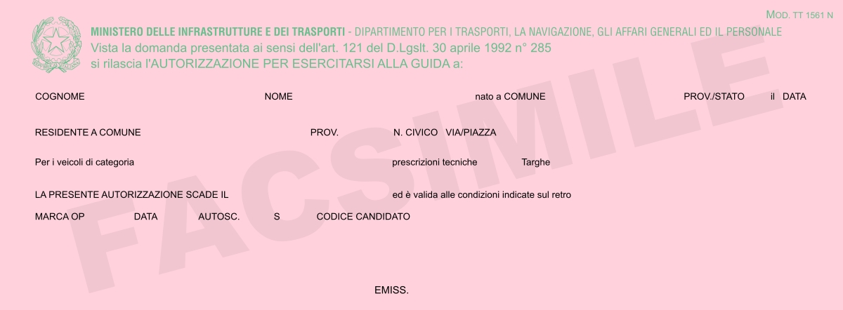 Foglio rosa, pratiche foglio rosa, certificato medico patente